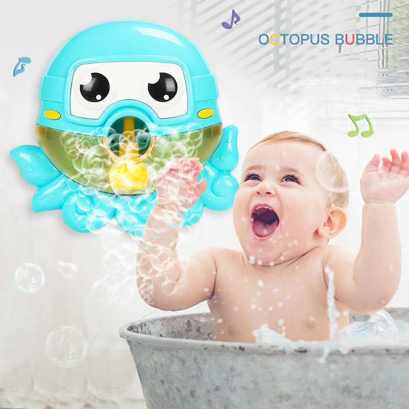 New Cute Octopus Baby Bath Bubble Toy Shower Children Toy Automatic Blowing Bubble Maker For Kids Gift Music Bubble Machine