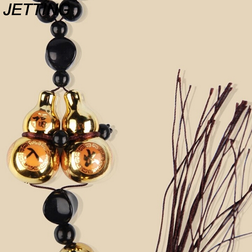 JETTING Chinese Style Ornaments Gold Plated Double Gourd Lucky Entry Car Pendant Car Interior Accessories