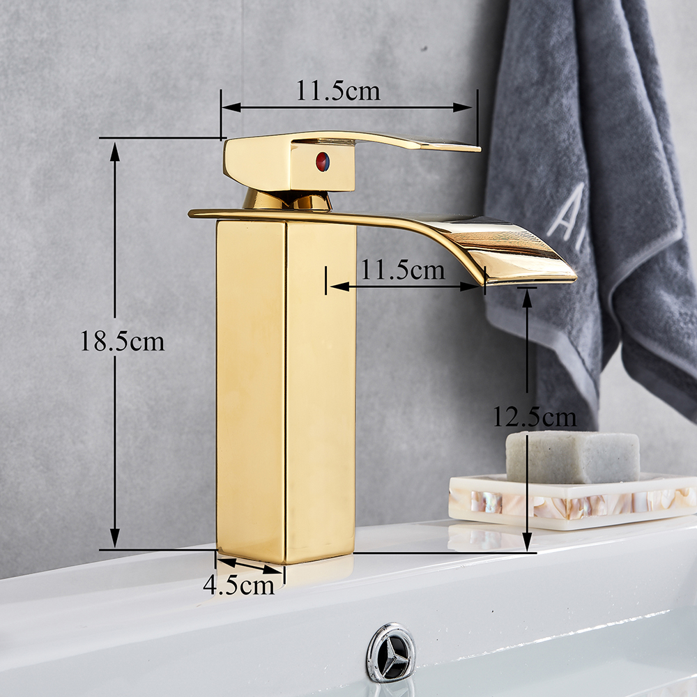 Newly Luxury Gold Polish Bathroom Sink Faucet Basin Mixer Tap Fashion Style Vessel Faucet Single Handle Hot and Cold water mixer