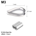 20Pcs Heavy Duty Wire Rope Tension Kits Turnbuckle 1/8 Inch Wire Rope Cable Clip/Clamp Thimble Wire Rope Aluminum Sleeve