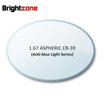 1.67 Aspheric Anti-blue Light Computer Radiation and UV Protection HC Anti-Reflective CR-39 resin eyeglasses prescription lenses