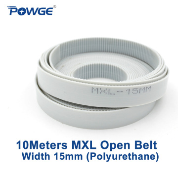 POWGE 10Meters PU MXL open Synchronous belt MXL-15 Width 15mm Pitch 2.032mm MXL timing belt polyurethane steel PU MXL Belt