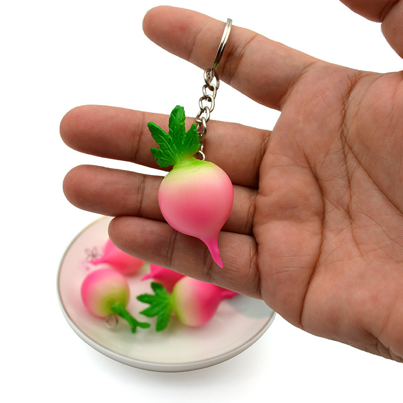 3Pcs Cute Simulation Radish Miniature Dollhouse keychain Ring Pendant Best Gift DIY Craft Jewelry Making Accessories Charms