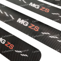 For MG ZS Accessories Car Door Sill Carbon Fibre Texture Leather Protector Sticker Threshold Pedal Scuff Plate Kick Styling Trim