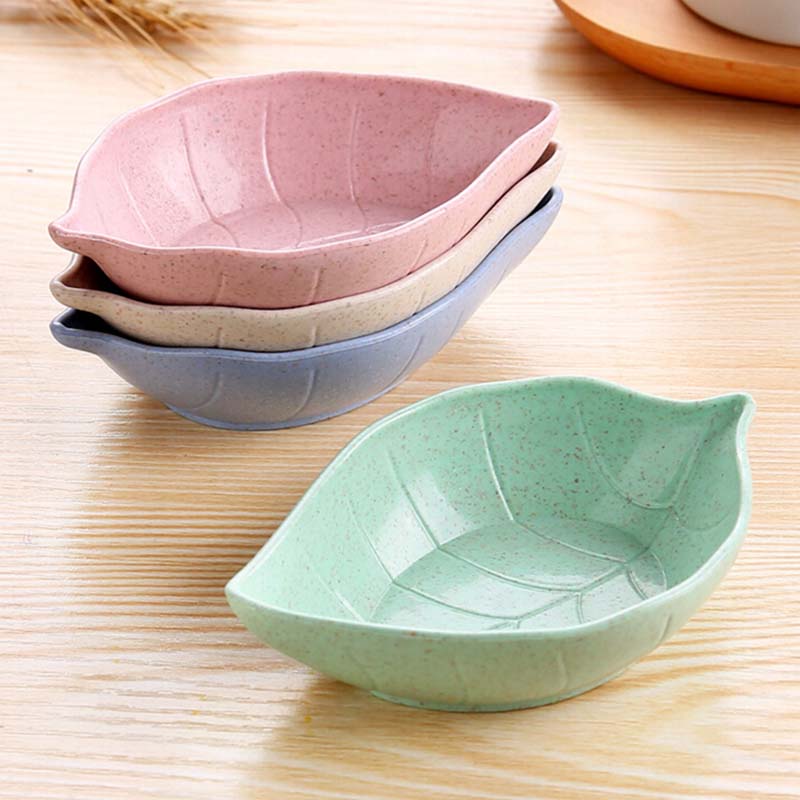 Creative Leavess Dish Baby Kid Bowl Wheat Straw Soy Sauce Dish Rice Bowl Plate Sub - plate Japanese Tableware Food Container