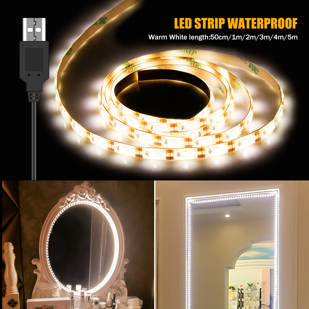 LED Dressing Table Makeup Light USB 5V Cosmetic Lamp Hollywood 5 4 3 2 1 0.5 M Vanity Mirror Lights LED Waterproof Flexible Lamp