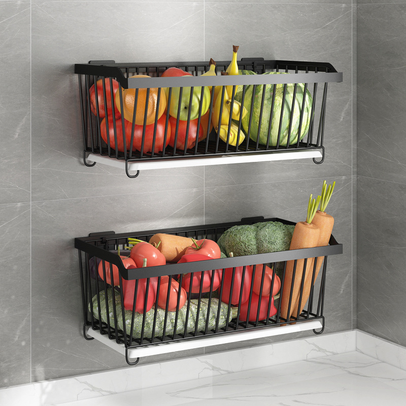 Stainless Steel Kitchen Wall Mounted Storage Basket Spice Rack Shower Caddy Fruit Drainer Organizer Dish Drying Shelf Container