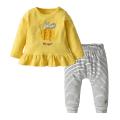 2Pcs Newborn Baby Girl Clothes Outfits Set Cotton Long sleeve Bee Pattern Tops+Casual Stripe Pants Infant Clothing Suit