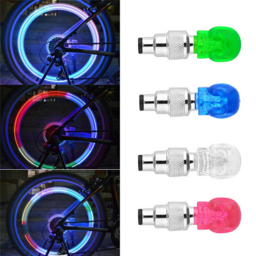 2Pcs Bike Bicycle Motorcycle Car Wheel Spoke Tire Valve Cap Skull Shape Neon LED Light Lamp Bulb 4 Colors