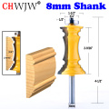 CHWJW 2PC 8mm Shank Mitered Door & Drawer Molding Router Bit Set Woodworking cutter Tenon Cutter for Woodworking Tools