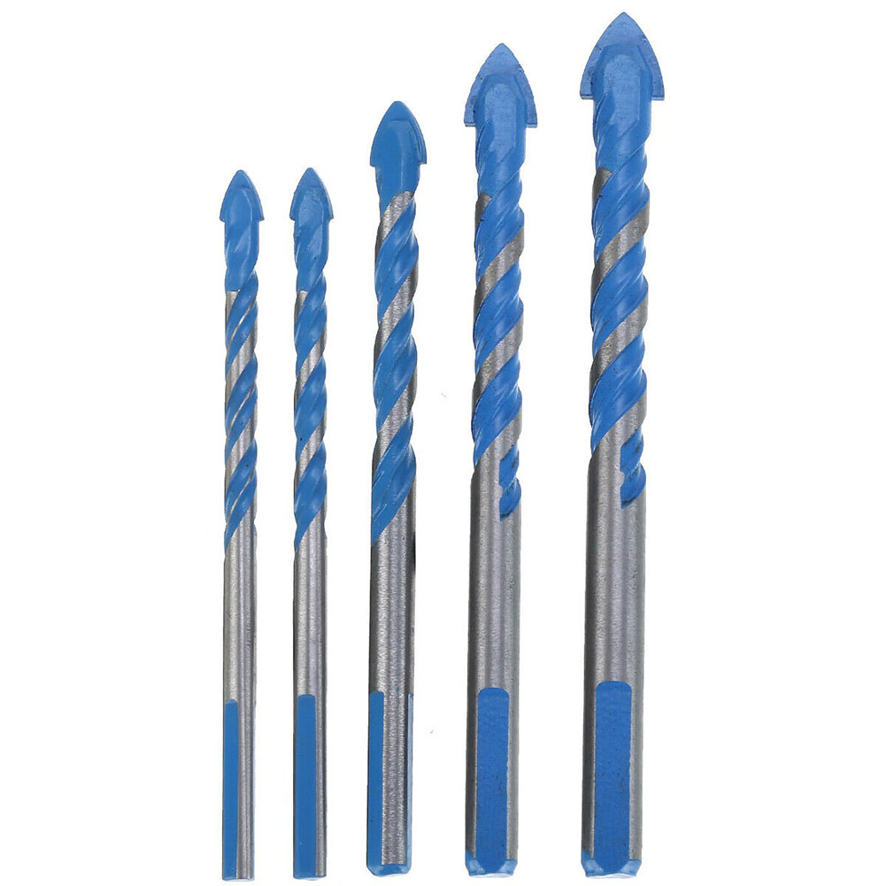 5pcs Multifunctional Triangle Electric Drill Bit For Masonary Concrete Brick Cement Hole Opener Stone Blue Cutter Nail Metal