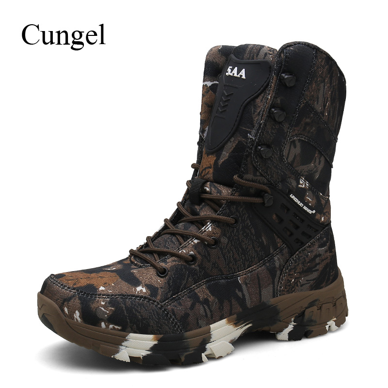 Cungel Outdoor Men Hiking boots Camouflage Hunting boots waterproof Military Combat Tactical Boots Work Ankle Boots Climbing