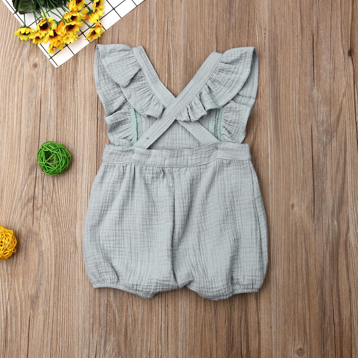 Pudcoco Newborn Baby Girl Romper Flower Embroidery Fly Sleeve Romper Jumpsuit Outfit Sunsuit