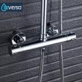 Bath Shower Faucet Thermostatic Faucets Wall Mounted Mixer Valve Tap Temperature Control Rain Shower Chrome Bathroom Twin Outlet