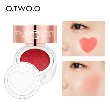 O.TWO.O Air Cushion Blusher Folding Heart Shape Shimmer Blush Rouge 4 Colors Easy To Wear Natural Face Contour Make Up