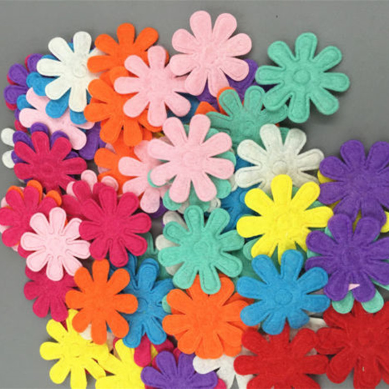 DIY 400Pcs Color Flowers Felt Appliques Fabric Flower decoration Non-woven 27mm