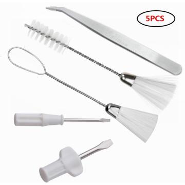 5Pcs Sewing Machine Service Kit- 2pcs Double Ended Cleaning Brushes,2 Different Size Screwdrivers And Tweezer Sewing Tools Set