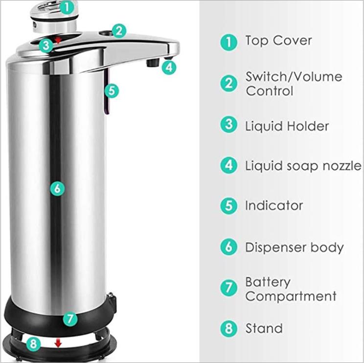 250ml Stainless Steel Automatic Soap Dispenser Handsfree Automatic IR Smart Sensor Touchless Soap Liquid Dispenser