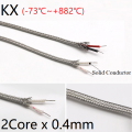 KX Type 2Core x 0.4mm Thermocouple Wire Stainless Steel Shield Fiber Braid Insulated High Temperature Sensor Compensation Cable
