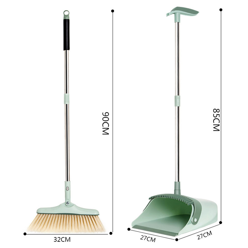 1 Set Soft Hair Broom Dustpan Combination Clean Sweeper Broom Garbage Shovel Thicken Foldable Rotating Floor Cleaning Tools Cute
