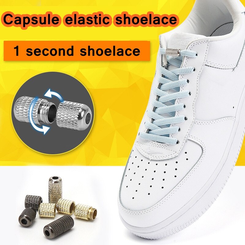 Elastic Capsule Locking Shoelaces Flats No Tie Shoelace Quick Sneakers Shoe Laces Kids Adult Women Men Shoes Lace Strings 1pair