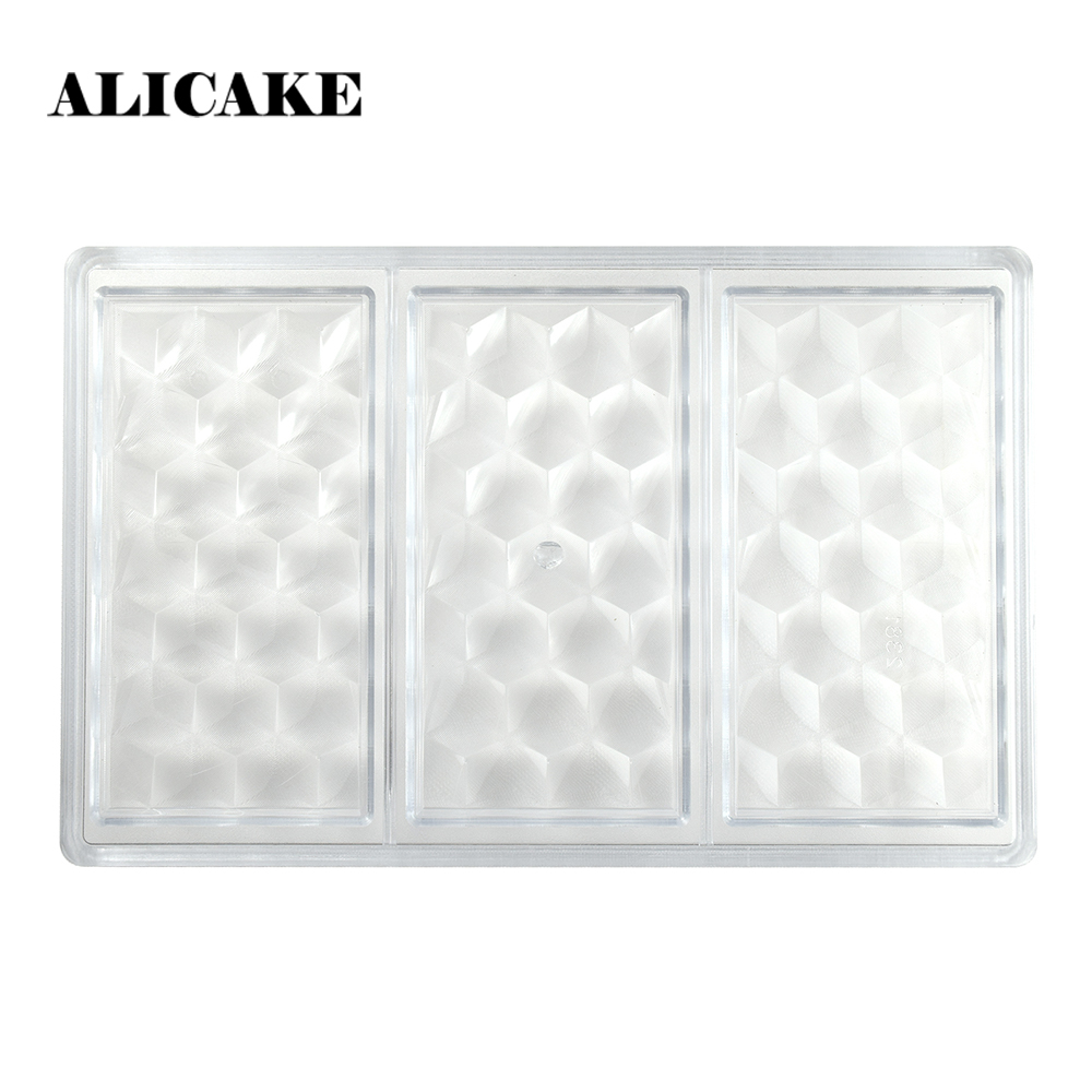3D Chocolate Bar Molds Polycarbonate Plastic Big Candy Forms Bakery Baking Pastry Tools for Chocolate Form Tray Moulds
