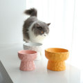 Ceramic Bevel Slant Pets Water Neck Protection Bowls
