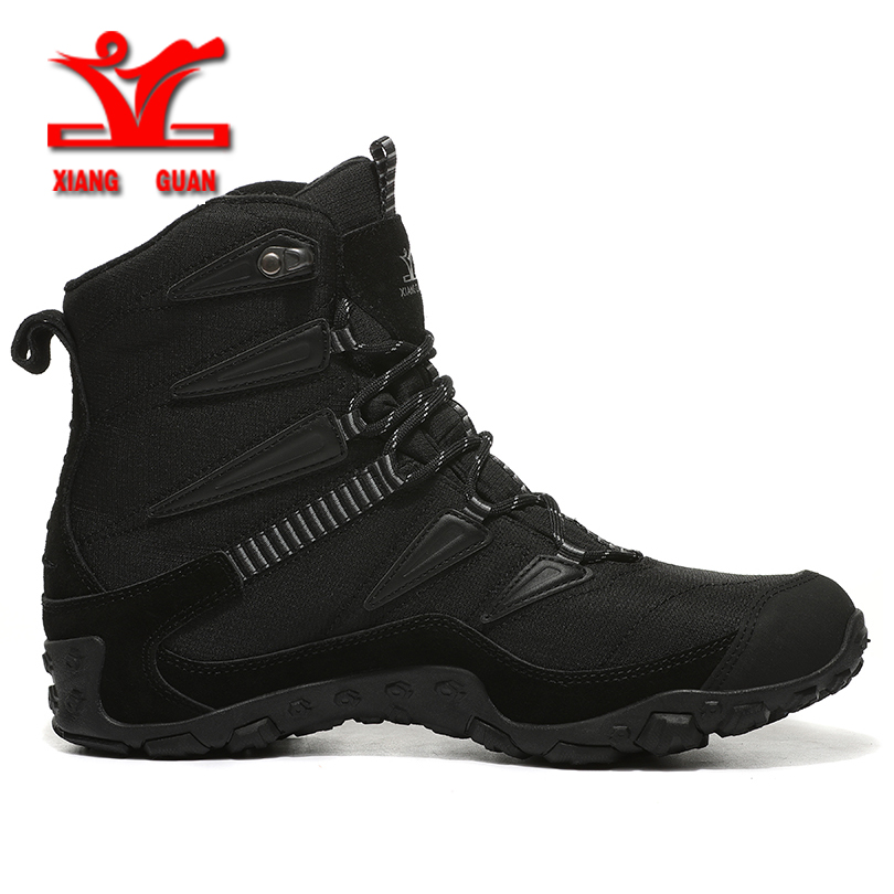 XIANG GUAN winter hiking shoes men anti slip plush lining snow boots men waterproof warm outdoor sport shoes for men or women