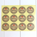 12/60/120PCS Round Labels Paper Bag Kraft Thank You Stickers Thank You Red Love Self-adhesive Stickers Garment Labels