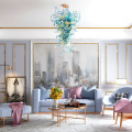 Luxury Hotel Villa Decorations Crystal Aqua Blue Hand Blown Murano Glass Chandelier Lighting