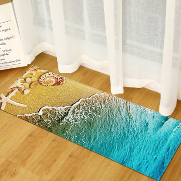 3d Beach scenery rug door mat kitchen absorbent long strip carpet bedroom living room carpet home floor mat door tapete custom