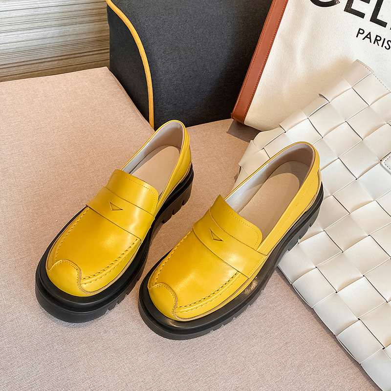 Vichelo Hot plus size leisure cow leather round toe thick bottom shoes women slip on convenient young lady daily wear pumps L27