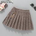 Autumn Winter Girls Pleated Skirt Baby Skirt Kids Skirt Children Bottoms Fashion Check Gunny Grid Check Star Ornaments 3 To 10 Y