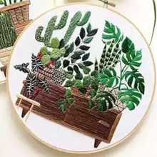 Cactus Patterns Embroidery Material Package Plant Series DIY Handcraft Beginner Embroidery Supplies Hanging Painting Decor