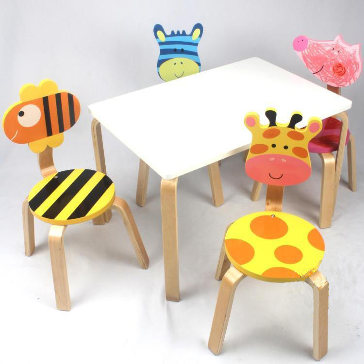 Children Furniture Sets 1 desk+4 chairs sets solid wood kids Furniture kids study table set mesa y silla infantil size70*48*74cm