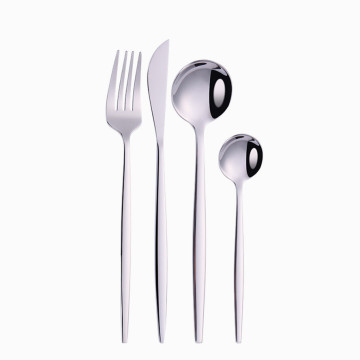 Silver Stainless Steel Cutlery Set Silverware Forks Knives Spoon Christmas Tableware Dinnerware Flatware Set Coffee Teaspoon Kit