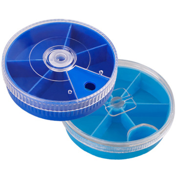 Fishing Tool Box 5 grids/6 grids Blue Mini Fishing Lure Box Round Small Accessories Storage Box Transparent Rotating Small Box