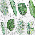 Decorative wallpaper series Nordic style of small fresh tropical rainforest banana leaf geometric line background wall