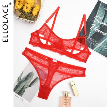 Ellolace Sexy Erotic Lingerie Set Hollow Out Lace Bra Set Women's Underwear Lingerie Transparent Underwear Women Sexy Set