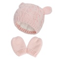 Baby Hat and Mittens Set Kids Knitted Beanie Cap Winter Warm Pompom Hats Gloves New Dropship