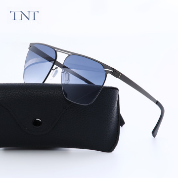 TNT Polarized Sunglasses Men Metal Single Beam Frame Fishing 2020 Male Rectangle Retro Screwfree Goggles UV400 Oculos De Sol