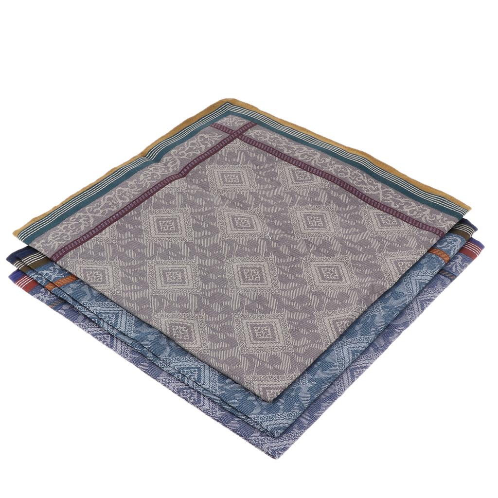 3pcs Classic Mens Plaid Handkerchiefs for Men 100% Cotton Pocket Square Hanky Hankies For Wedding Party 43*43cm
