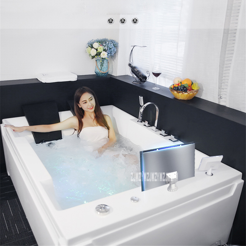SR5D026 Double Bathtub Household Thermostatic Heating Surf Massage Bathtub Smart Acrylic Bathtub+Waterproof WIFI TV 110V/220V
