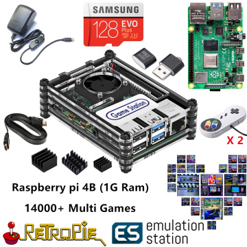 New Emulation Station ES 128G Raspberry Pi 4B 14000+ Games in 1 Retropie Arcade Game Console Classic Retro Games PS NES