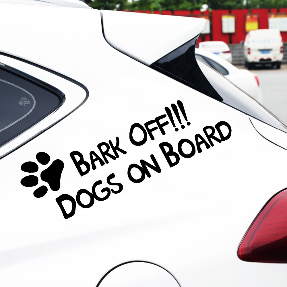 Tancredy 17.8*5.1CM Bark Off Dogs On Board Funny Bumper Car Sticker Vinyl Decals New Creative Car Decoration Auto Accessories