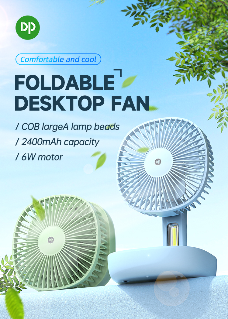 Foldable Rechargeable Fan with LED Light and Phone Holder-detail-1