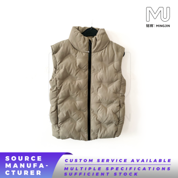 Kids Khaki Stand‑Collar Quilted Padded Gilet