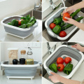 Multi-Function Kitchen Chopping Blocks Tool Foldable Cutting Board Kitchen Silicone Sinks Drainer Vegetable Fruit Washing Basket