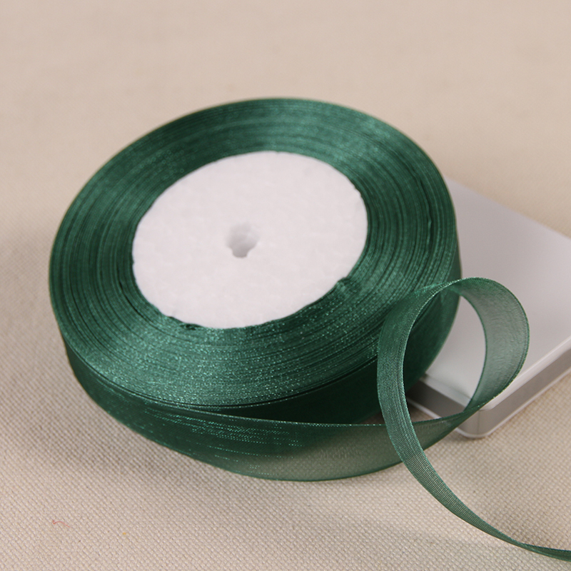 12mm 15mm 20mm 25mm 40mm 50mm Dark Green Transparent Organza Ribbons DIY Crafts Fabric Christmas Wedding Birthday Party Decor