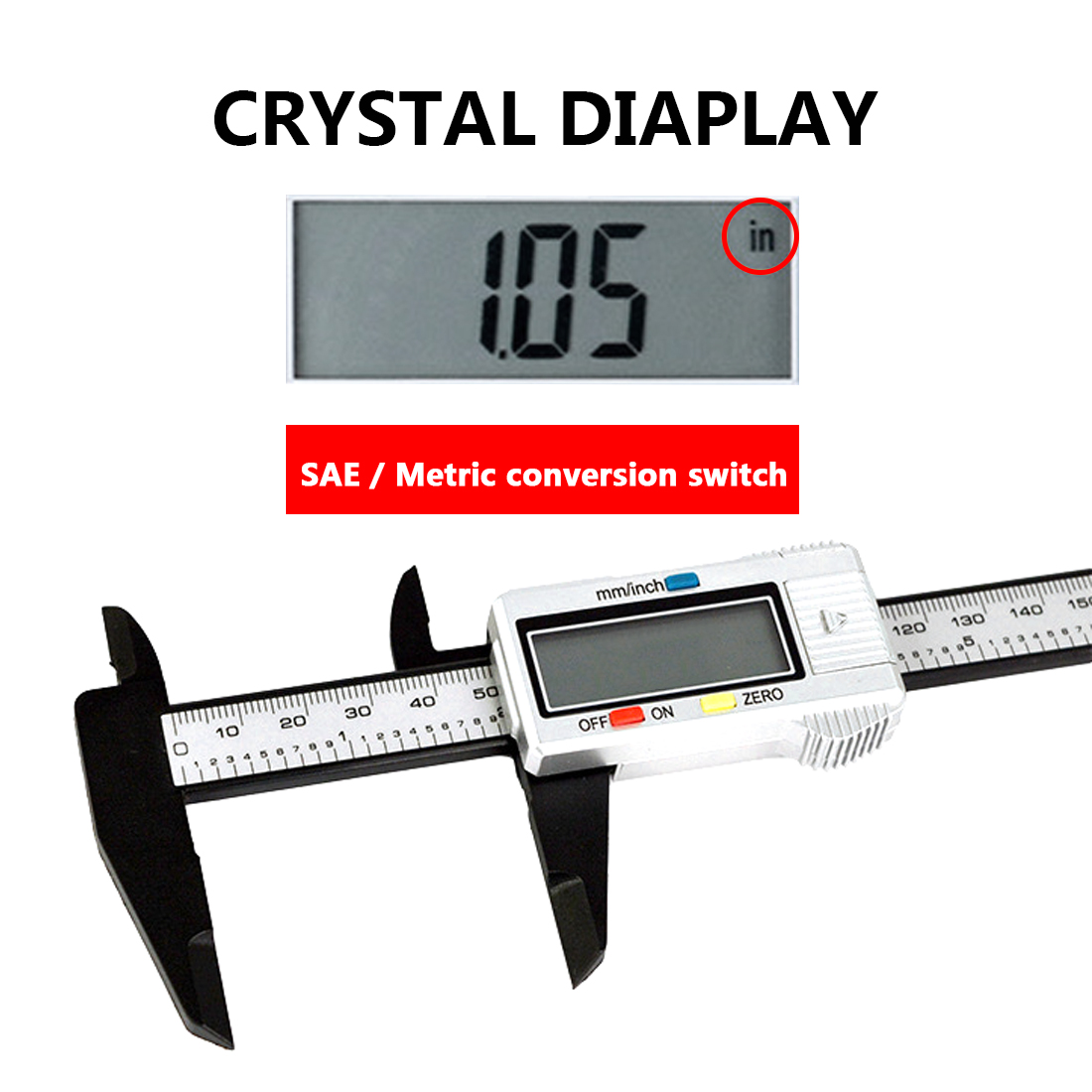 150mm Electronic Digital Caliper 6 Inch Carbon Fiber Vernier Caliper Gauge Micrometer Measuring Tool Digital Ruler